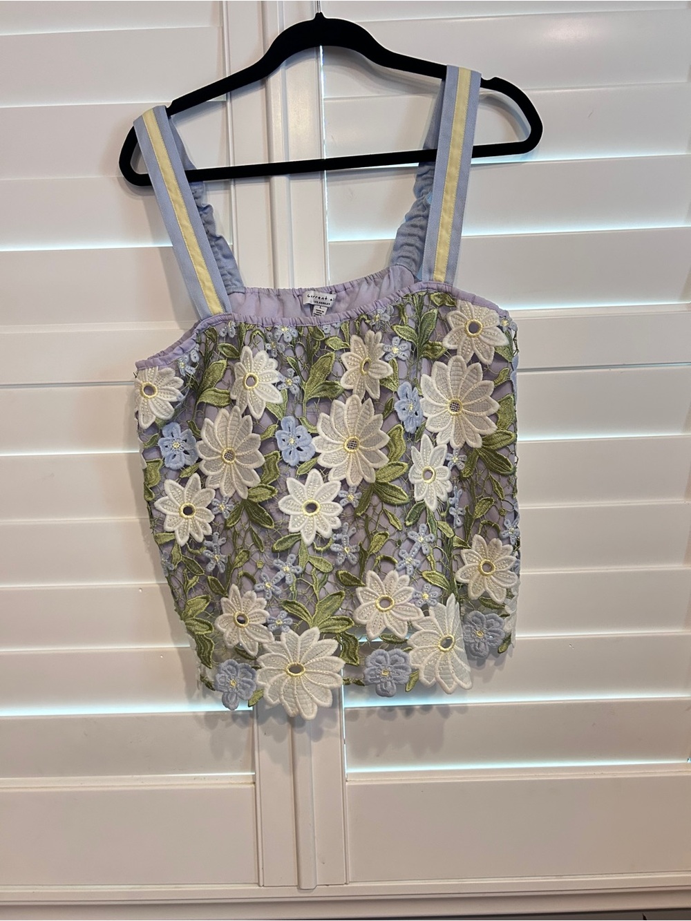 Current Air Lavender Floral Appliqué Tank Top